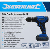 Silverline 18V Electric Combi Hammer Drill Keyless Chuck Li-Ion Battery